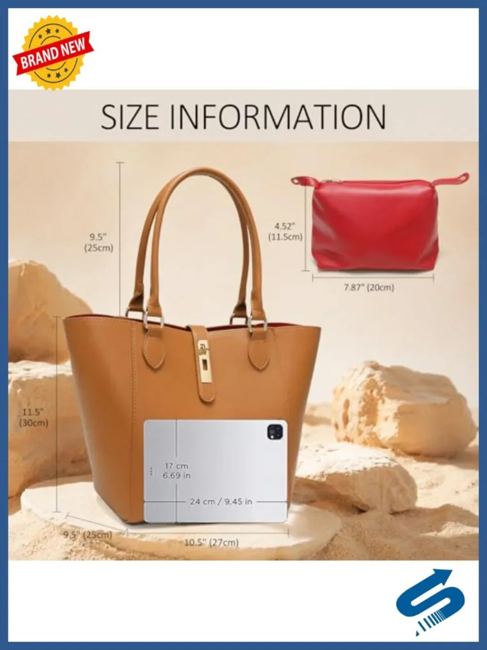 Vegan Leather Bucket Tote Bag with Adjustable Wide Strap